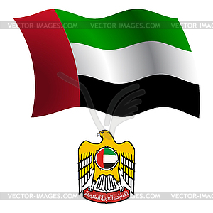 United arab emirates wavy flag and coat - vector EPS clipart