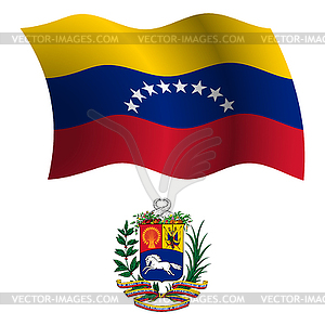 Venezuela wavy flag and coat - vector clipart