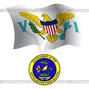 Virgin islands wavy flag and coat - royalty-free vector image