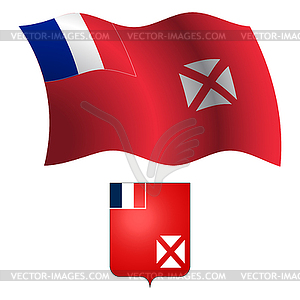 Wallis and futuna wavy flag and coat - vector clip art