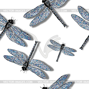Dragon fly pattern - vector clipart