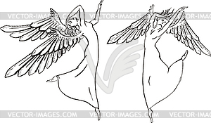 Dancing angels - vector clipart