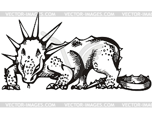 Dinosaur with horned mane - vector clip art