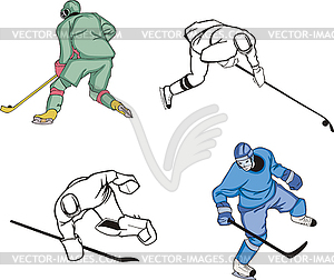 Ice Hockey Players - vector clipart