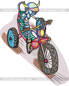 Robot on bike - royalty-free vector clipart