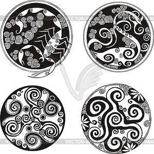 Round spiral designs - vector image