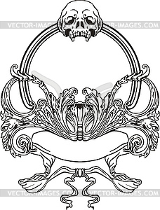 Art Nouveau Frame with Skull - vector image