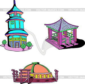 Asian oriental temples - vector image