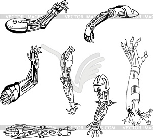 Biomechanical Cyber-Hands - vector clipart