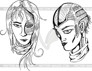 Cyber-Girls - vector clip art