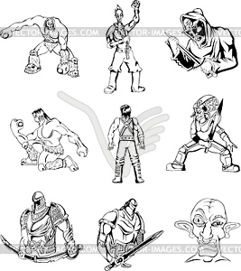 Fantasy men and warriors - vector clip art