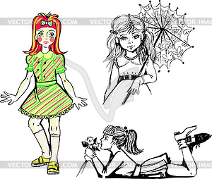 Set of girls - vector clipart