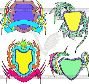 Stylized shield templates - vector image