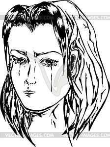 Crying girl - vector clip art