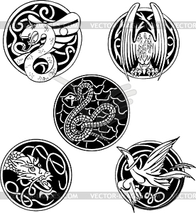 Round animal designs - vector image