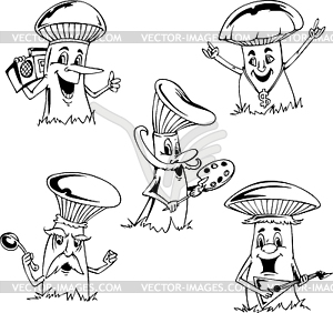 Mushroom cartoons - vector clip art