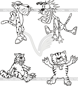 Leopard and Cat Cartoons - royalty-free vector image
