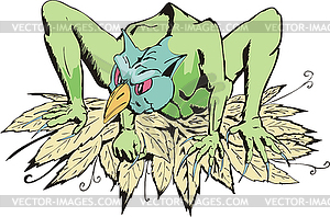 Green griffin monster - vector image