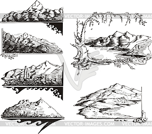 Mountain sketches - vector clipart