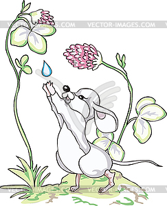 Mouse and drop of dew - vector clipart