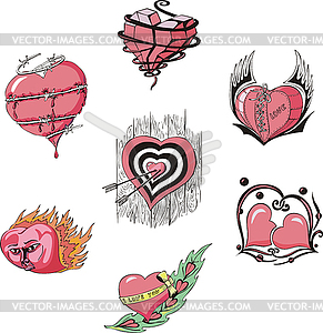 Stylized Hearts - vector image