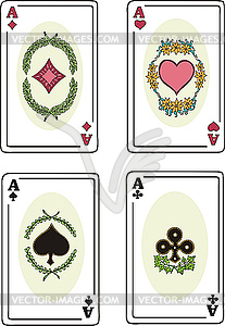 Full set of aces of playing cards - vector image