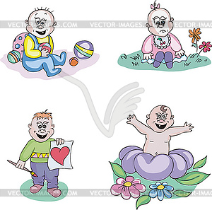 Funny Kids - color vector clipart