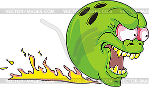 Green bowling ball with flame - vector clipart / vector image