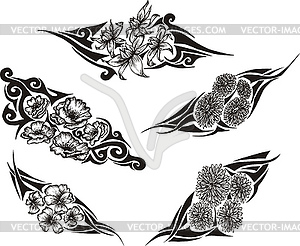 Tribal Flower Tattoos - vector clipart