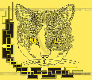 Декоративный уголок с кошкой - клипарт в формате EPS