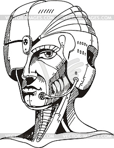 Head of cyborg woman - vector clipart