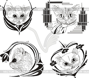 Набор оснащенных эскизы кошка - клипарт в векторном виде