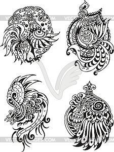 Stylized roosters - royalty-free vector clipart