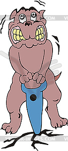 Drilling dog cartoon - vector clip art