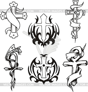 Christian crosses - white & black vector clipart