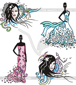 Elegant women - royalty-free vector clipart