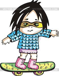 Amazing girl on skateboard - vector clipart