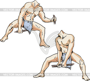 Bodies of savage men - vector clipart