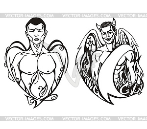 Angel and devil - vector clip art