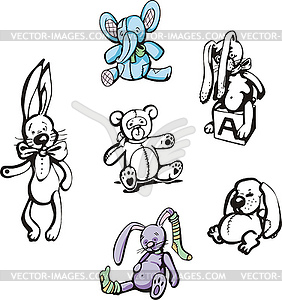 Soft toys - color vector clipart