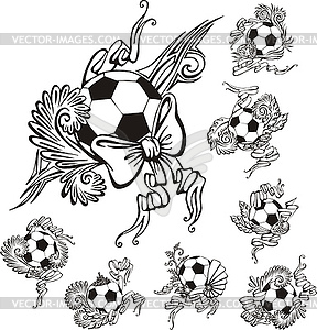 Soccer balls with embellishments - vector clip art