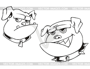 Funny bulldog heads - vector image