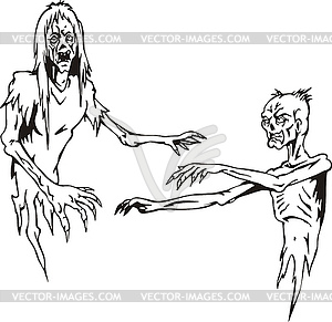 Two zombies - vector clip art