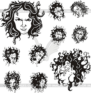 Medusa faces - vector image