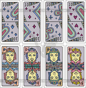 Tens and Jacks of playing cards - royalty-free vector image