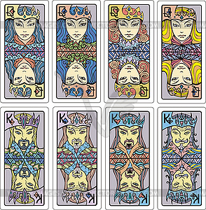 Queens and kings of playing cards - vector clipart