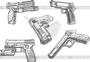 Gun sketches - vector image