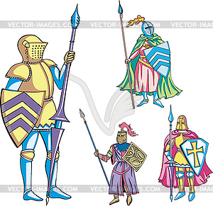 Knights with lance - vector image