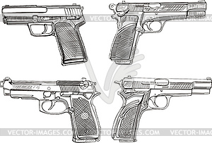 Pistol sketches - vector image