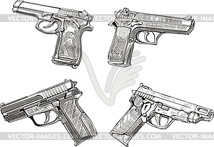 Pistol sketches - vector clip art